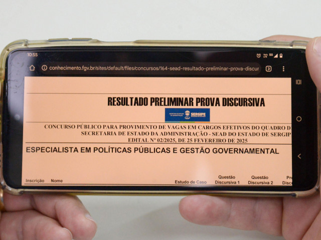 Governo de Sergipe publica resultado preliminar da prova discursiva para gestor governamental