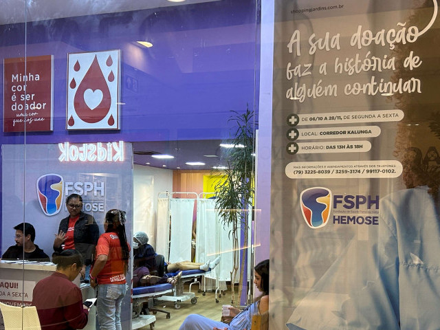 Hemose abre posto temporário de coleta de sangue no Shopping Jardins em Aracaju