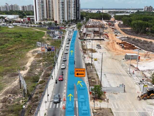 Trânsito na Av. Beira Mar terá pista única a partir de março para avanço do Complexo Viário Senadora Maria do Carmo Alves