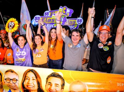 Música e bandeiras marcam caminhada de Gustinho em Lagarto
